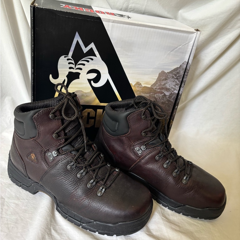 Rocky Mobilite Brown Leather Work Hiking Boots 13 W ~ Steel Toe